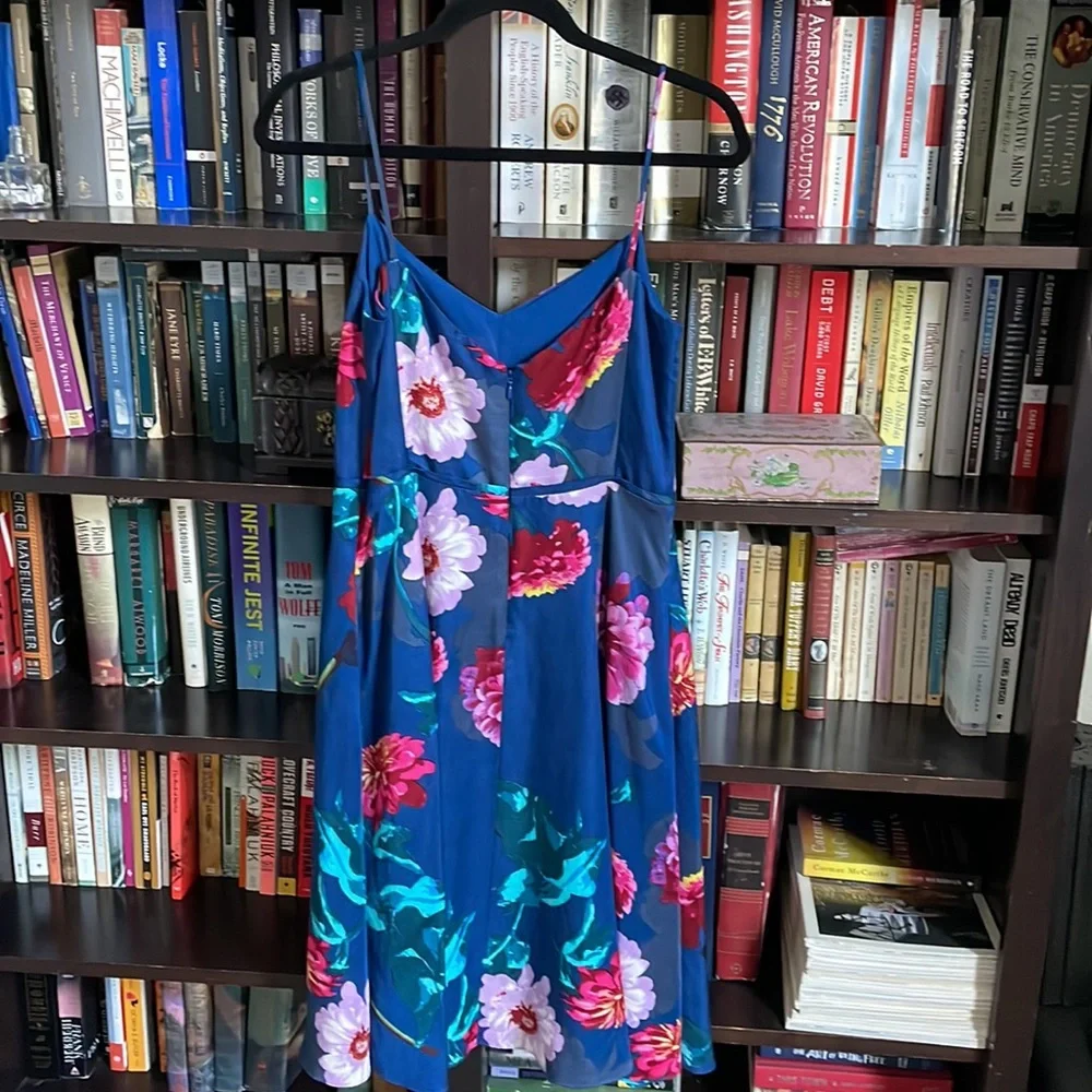 Meet Me by the Pink Peonies at Midnight Blue Midi Dress - Picture 2 of 5